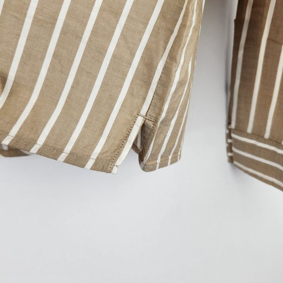 NWT Everlane Brown Stripe Button Up Collared PJ Pajama Shirt sz S - Picture 5 of 8